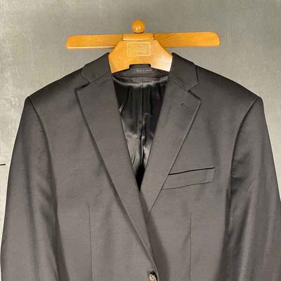 Lauren Ralph Lauren Mens Black 100% Wool Two Button Blazer Jacket - 44L - Picture 1 of 8